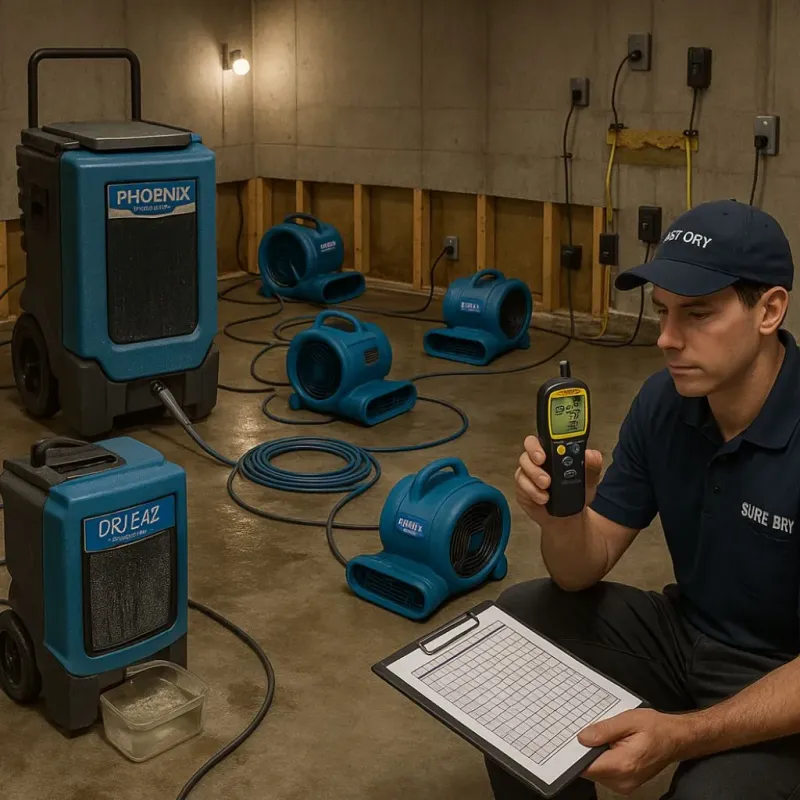 Structural Drying and Dehumidification process in Potosi, TX